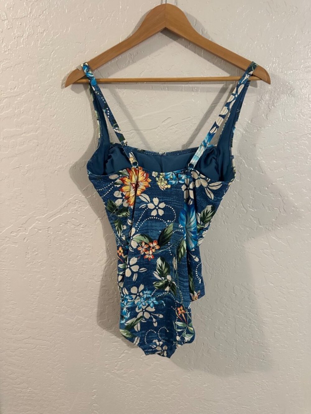 Johnny Was XL Floral One Piece Ruched Ciaga Square Neck Hawaiian Swimsuit - Picture 8 of 11
